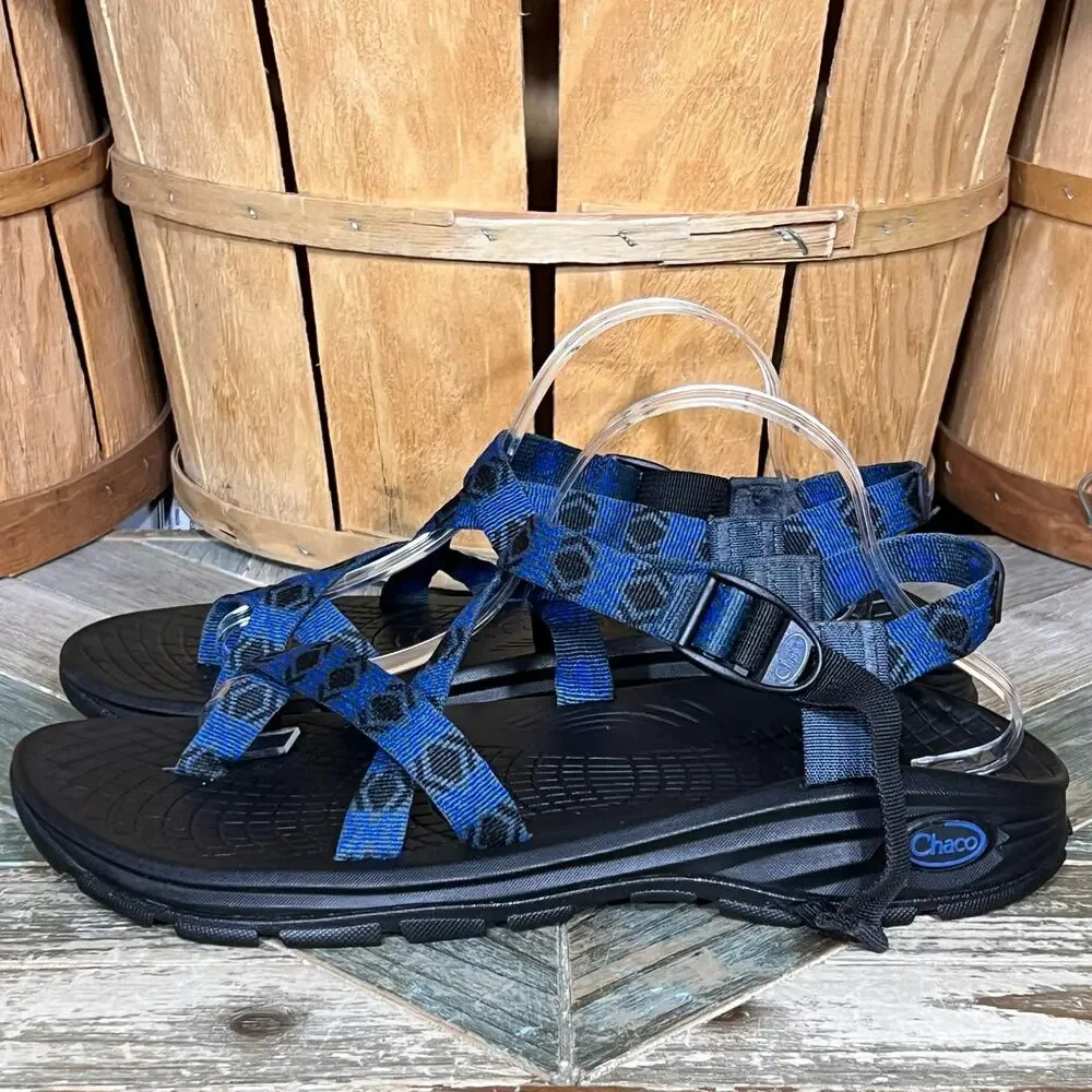 Chaco Z/2 EcoTread Blue Black Tribal Abstract Rafting Hiking Sandals Men Size 13